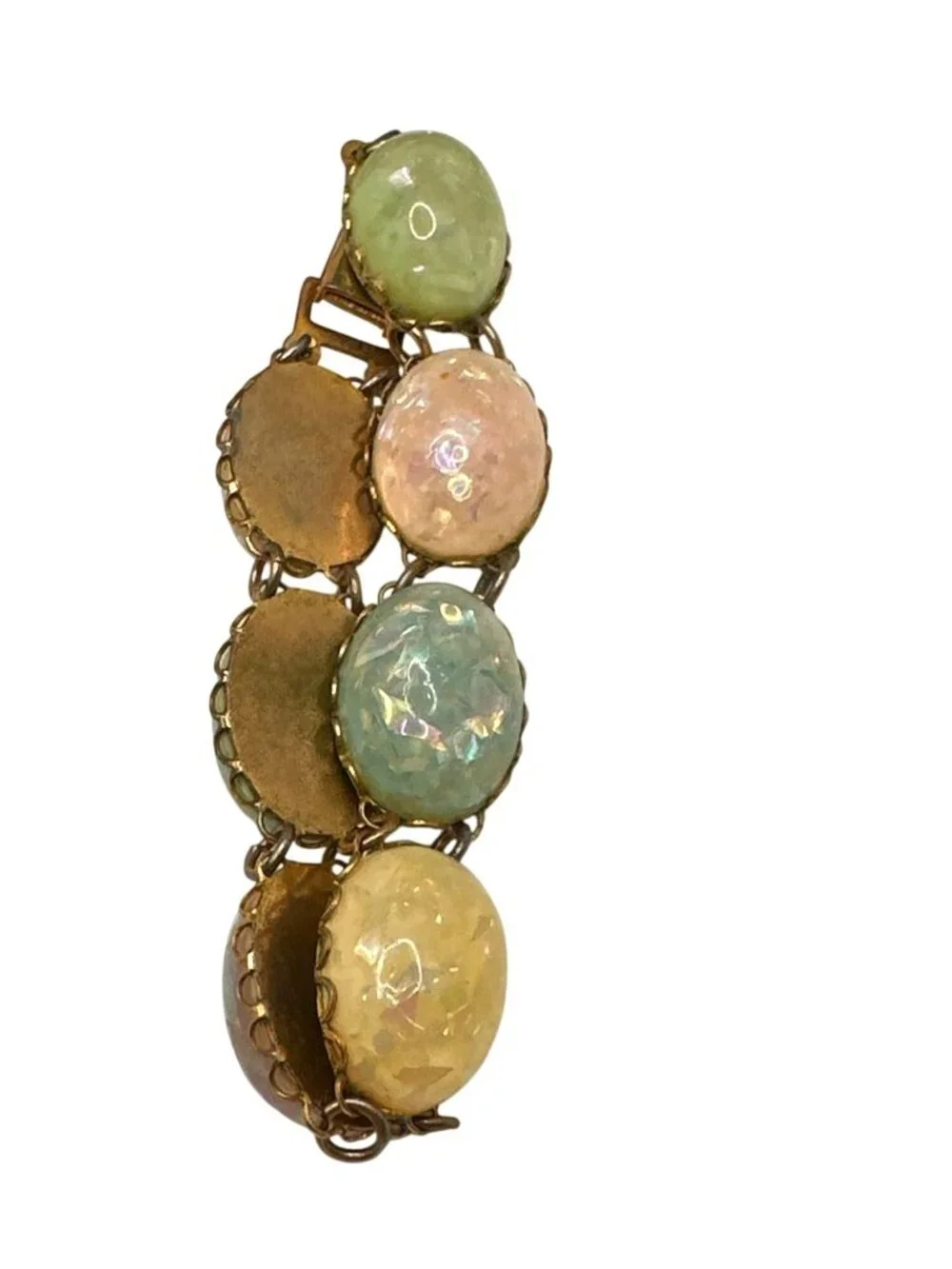 CORO Pegasus Confetti Bracelet Cabochon Pastel Lucite Vintage Gran Retro Dainty - Picture 9 of 15